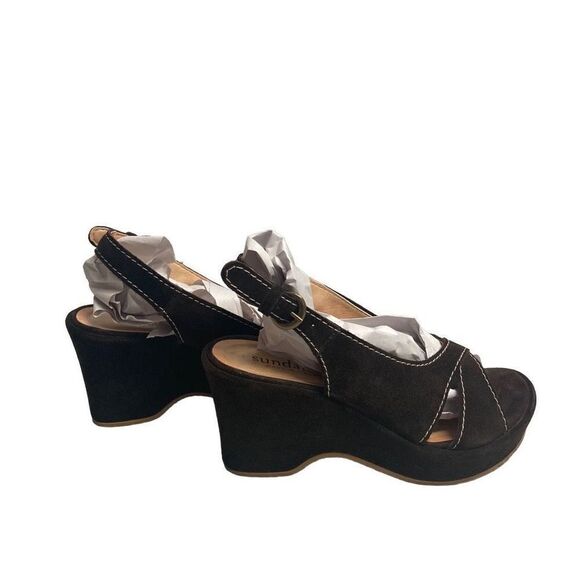 SUNDANCE Women’s Peep Toe Platform Wedge Sandal Suede Size 6.5/37 - Picture 3 of 10